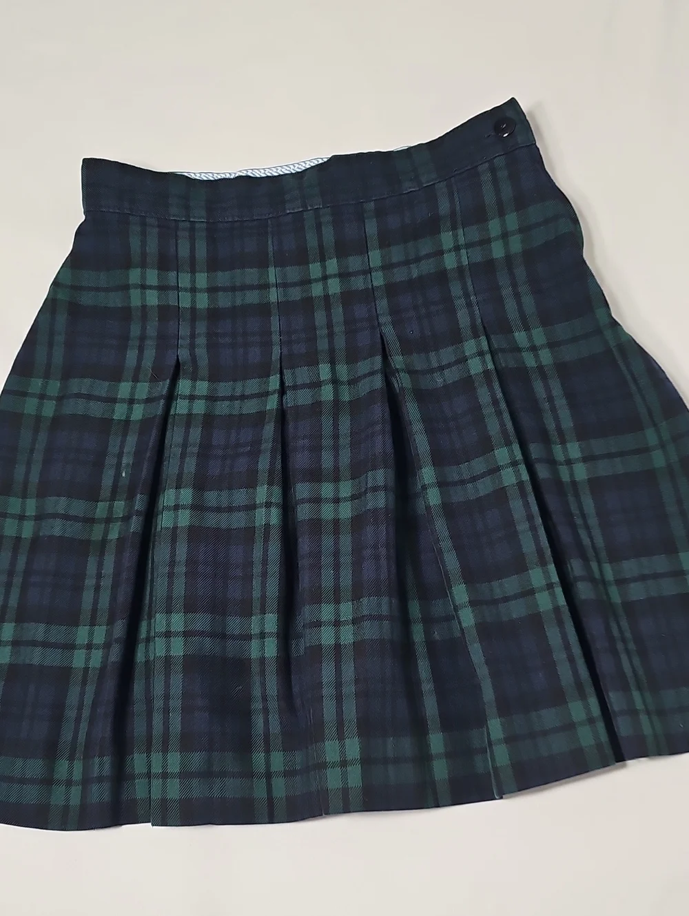 Tommy Hilfiger Navy and Green Plaid Pleated Mini Skirt